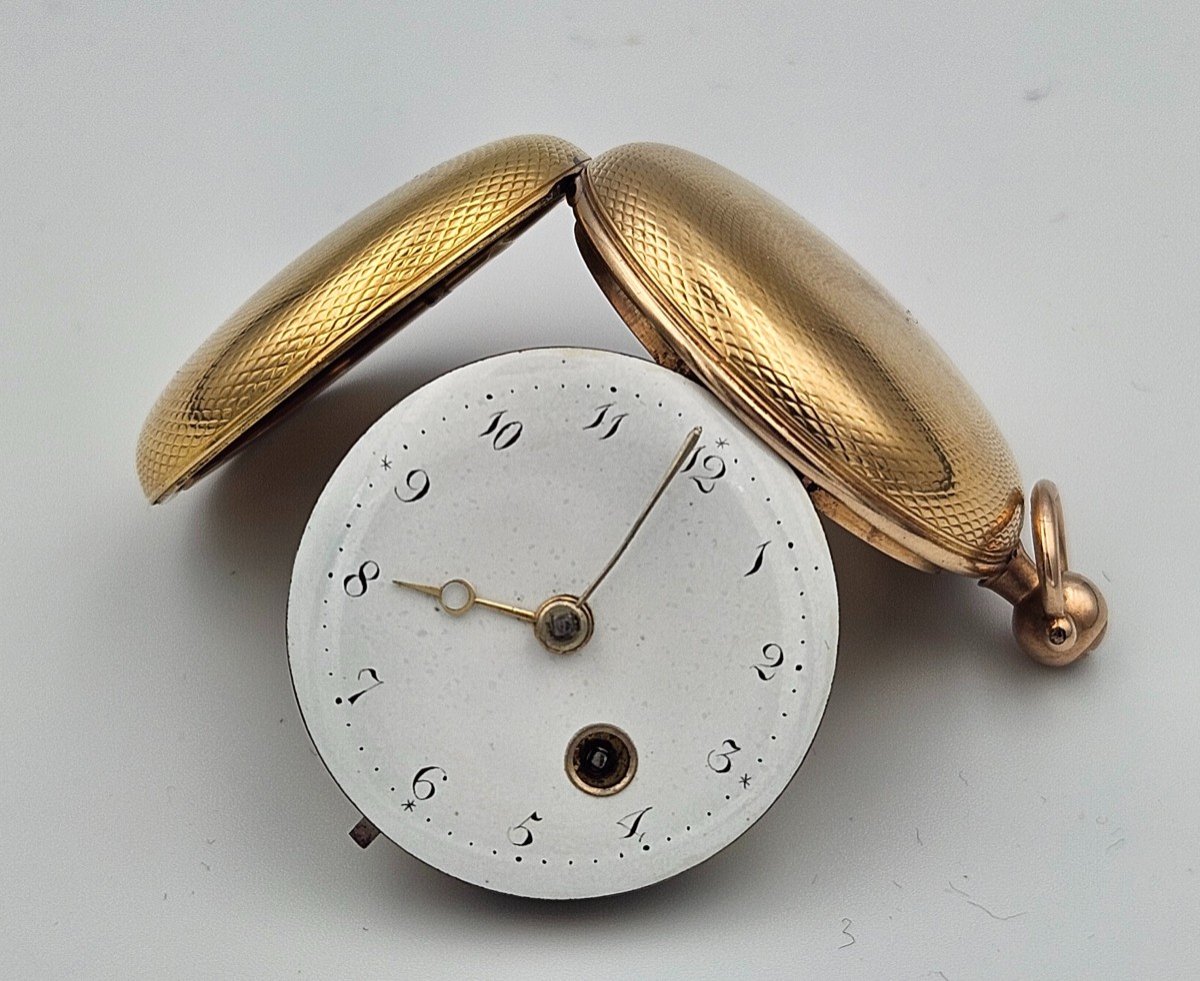 A Fusee 18k Gold Verge Full Hunter Pocket Watch By J Lyndsey Antique Ca 1840's