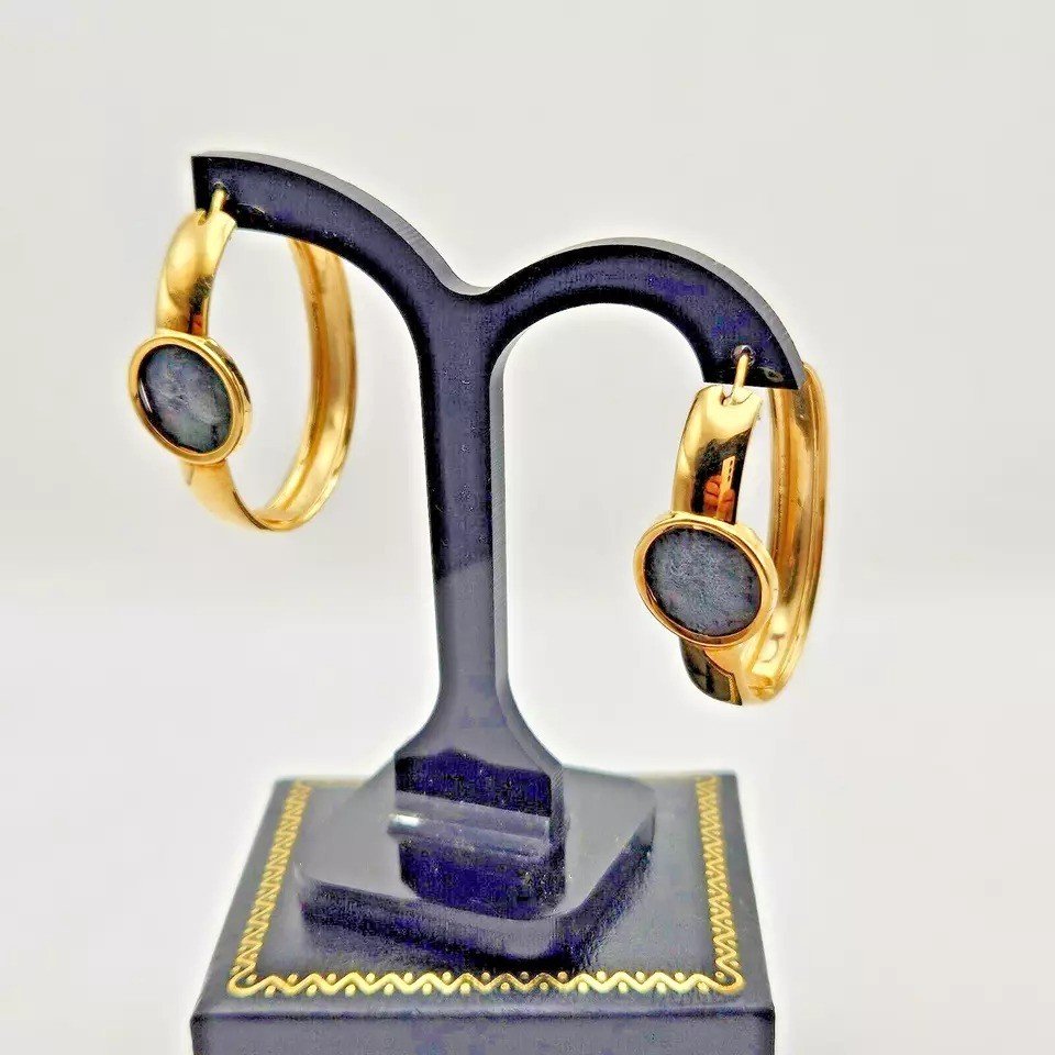 Superbes Boucles d'Oreilles Vintage Le-gi Italie En Or Jaune 18 Carats, Poids Total 10 G-photo-2