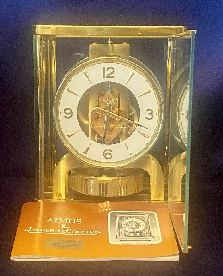 A Vintage Jaeger Lecoultre Atmos Clock Working With Original Box & Paperwork-photo-8