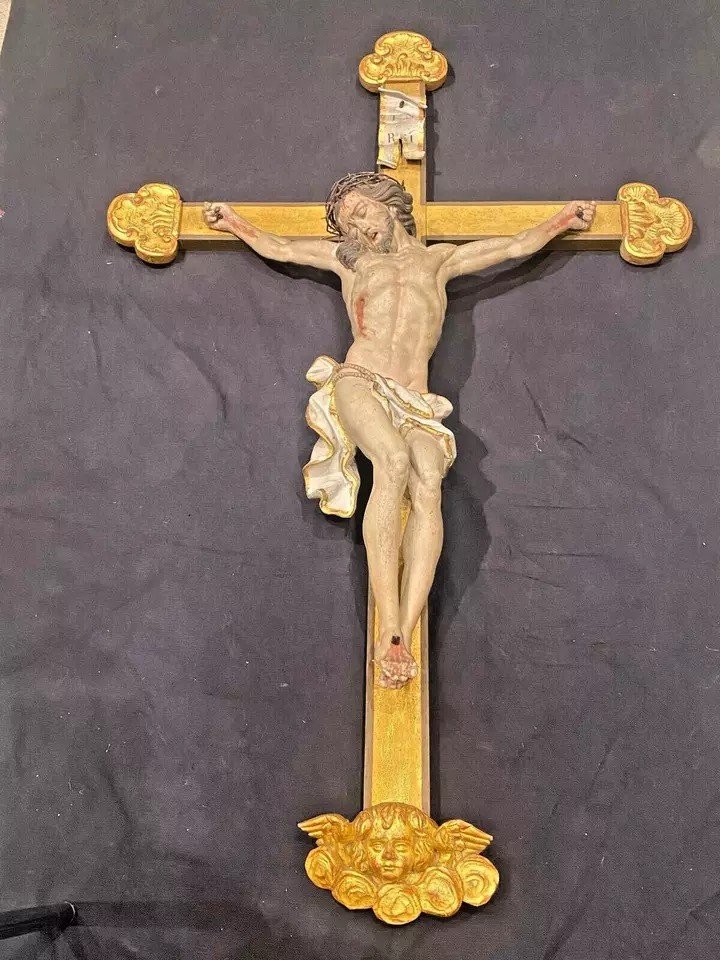 A Large Antique Corpus Christi Sculpture Jesus Christ Wooden Statue 19th C 51.5"-photo-2