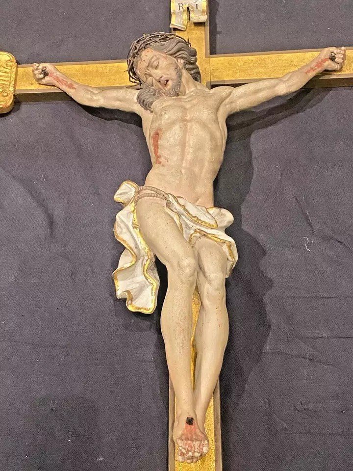 A Large Antique Corpus Christi Sculpture Jesus Christ Wooden Statue 19th C 51.5"-photo-3