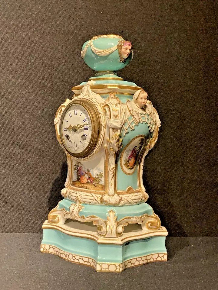  Ensemble d'Horloge Antique En Porcelaine Kpm Berlin, 3 Pièces, XIXe Siècle-photo-2