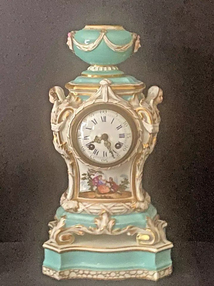  Ensemble d'Horloge Antique En Porcelaine Kpm Berlin, 3 Pièces, XIXe Siècle-photo-3