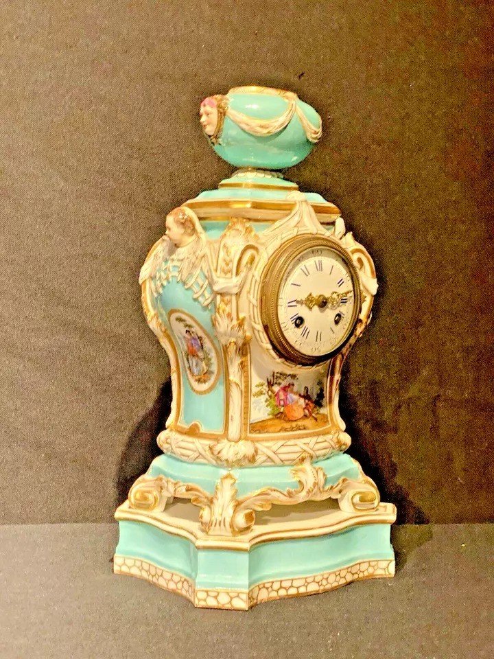  Ensemble d'Horloge Antique En Porcelaine Kpm Berlin, 3 Pièces, XIXe Siècle-photo-4