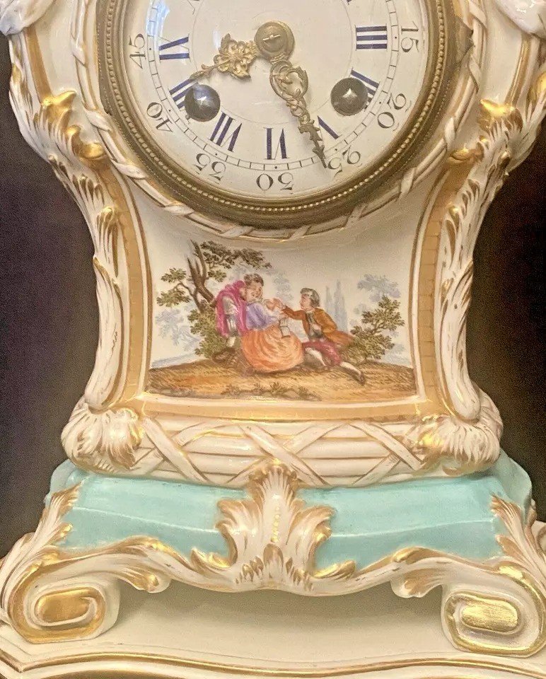  Ensemble d'Horloge Antique En Porcelaine Kpm Berlin, 3 Pièces, XIXe Siècle-photo-5