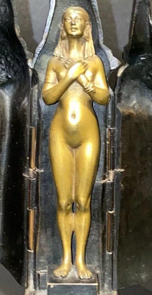 Franz Bergman - Bronze érotique égyptienne, Femme Nue Dans Un Sarcophage, Vienne, Circa 1900-photo-2