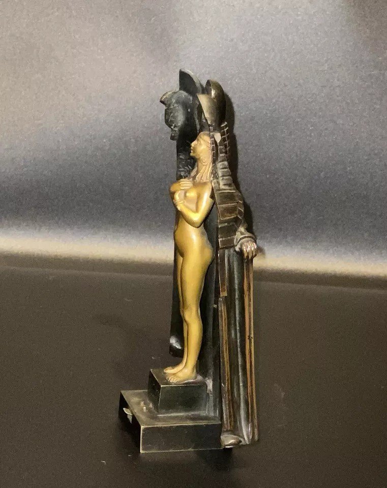 Franz Bergman - Bronze érotique égyptienne, Femme Nue Dans Un Sarcophage, Vienne, Circa 1900-photo-4