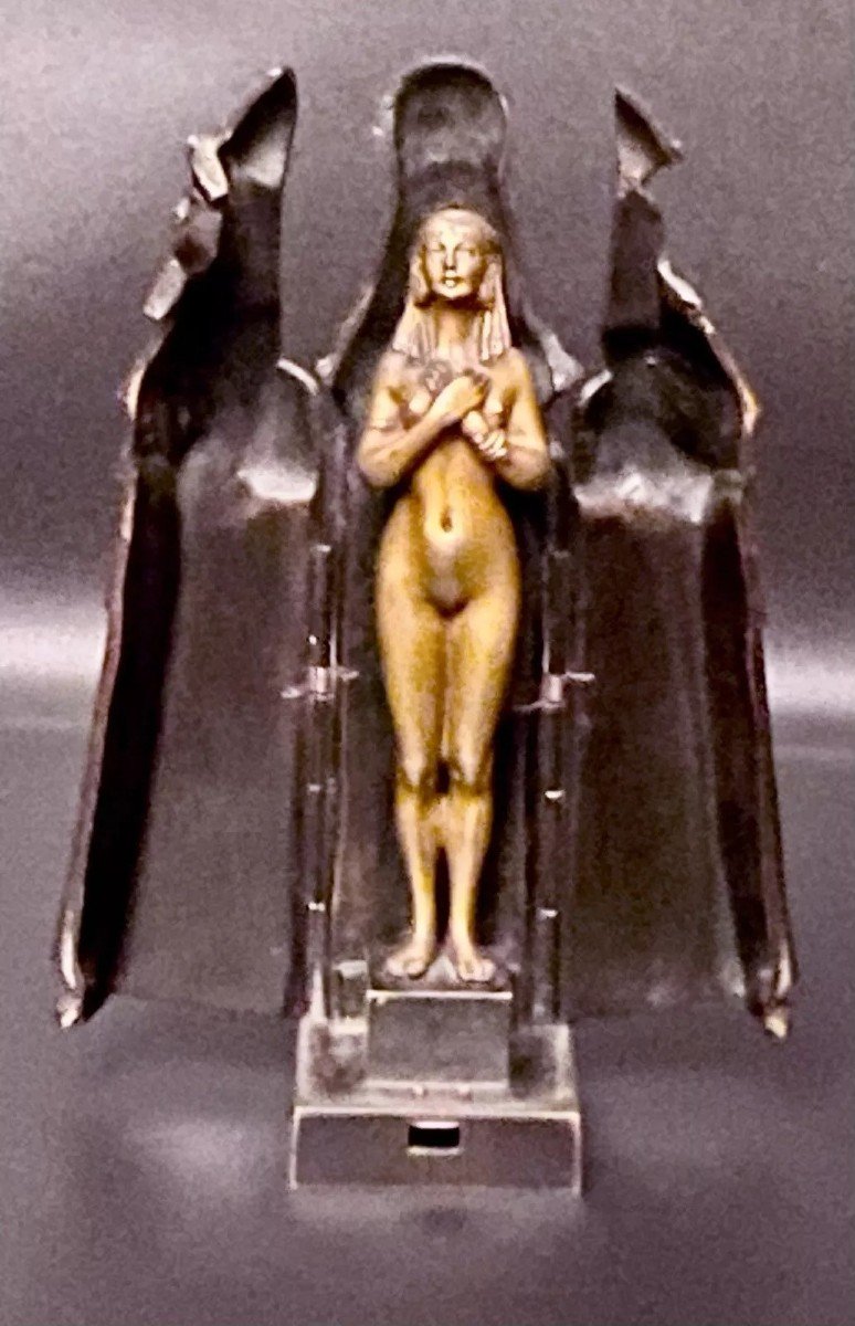 Franz Bergman - Bronze érotique égyptienne, Femme Nue Dans Un Sarcophage, Vienne, Circa 1900