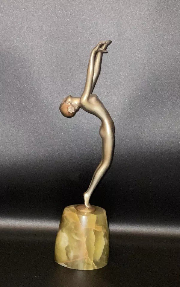 Art Deco Silvered Bronze Dancer With Outstreched Arms By Josef Lorenzl Ca 1920's-photo-4