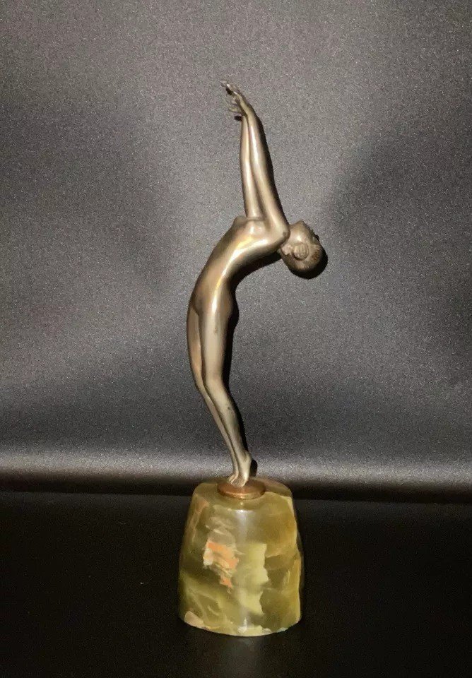 Art Deco Silvered Bronze Dancer With Outstreched Arms By Josef Lorenzl Ca 1920's-photo-6