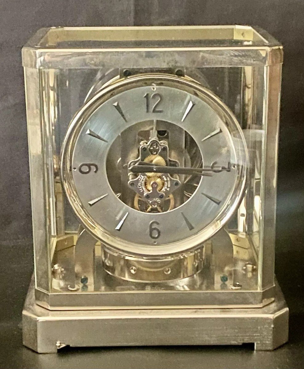 Horloge Jaeger Lecoultre Atmos Rhodiée, Rare Modèle Sous Cloche, Circa 1950