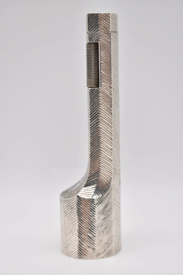 Un Rare Briquet De Table Dunhill Rollagas En Argent Sterling Par Christopher Lawrence Avec étui-photo-3