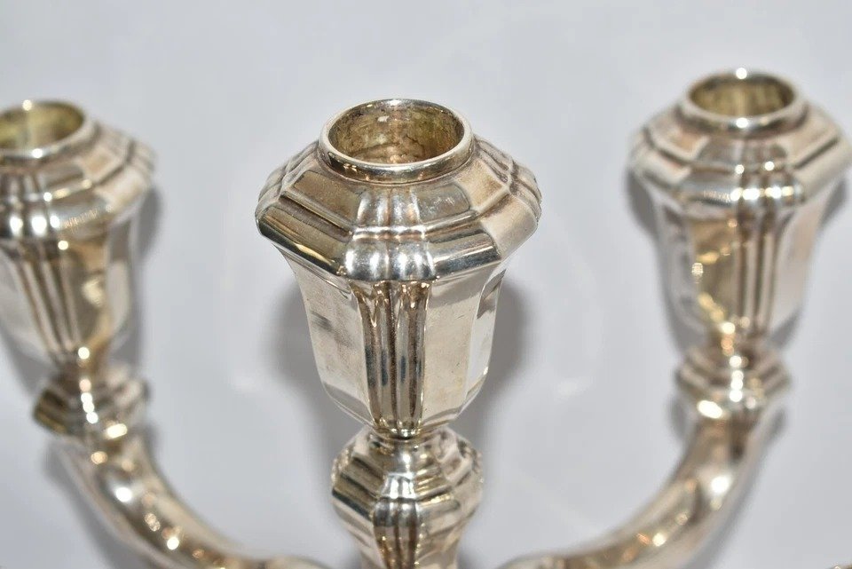 Pair Of 835 Silver The Golden Tankard Jewelers Curaco 5 Head Candlestick Holder-photo-6