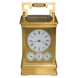 A Rare Drocourt No. 14993: Carriage Clock And Calendar Gold Bronze