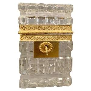 Coffret En Verre Baccarat Charles X Avec Monture En Bronze Ancienne