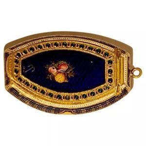 A Rare Antique Swiss Gold & Enamel Jewelled Vinaigrette Box Late 18th