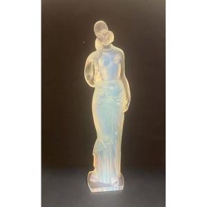 Grande Figurine En Verre Art Déco Caryatide Par Marius Ernest Sabino (1878-1961)