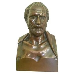 Mid 19th Century Bronze Bust Of Demosthenes Signed "reduction Sauvage