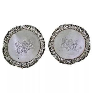 Pair Of George IV Sterling Silver Salvers London, 1827