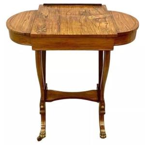 Table de Jeux en Palissandre de la Régence avec Incrustations en Laiton, Angleterre, vers 1820