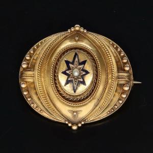 Broche étrusque En Or 15ct époque Victorienne