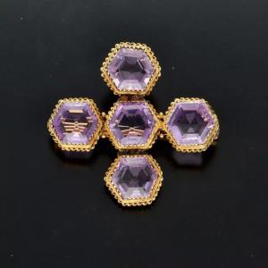 Victorian 18ct Gold Amethyst Brooch