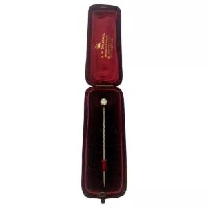 Victorian Old Brilliant Cut 0.45 Carat Diamond Stickpin In 18kt Gold