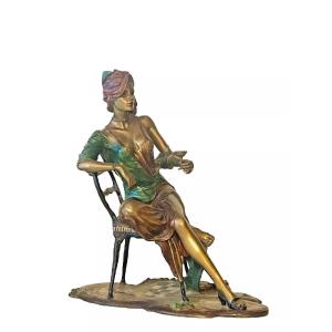 Grande Sculpture En Bronze "negligee" Par Isaac Maimon, édition Limitée 40/150