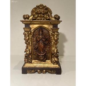 A 18th Century German Giltwood & Carved Religious Fragment Immaculate Conception