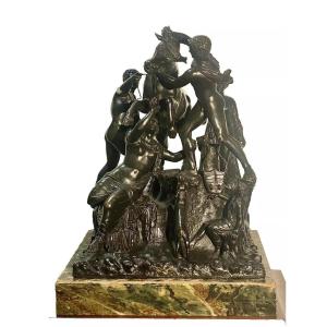 A Large 19th Century Antique Italian Bronze Sculpture Group. The Farnese Bull