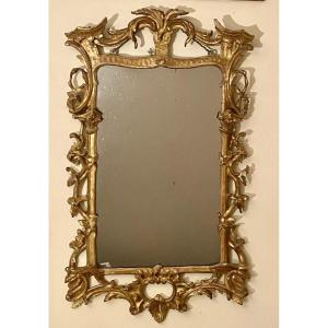 Grand Miroir En Bois Doré George III De Style Rococo, Vers 1760, 105 Cm De Hauteur