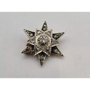 Broche étoile En Argent Avec Diamants Taille Ancienne, époque Victorienne