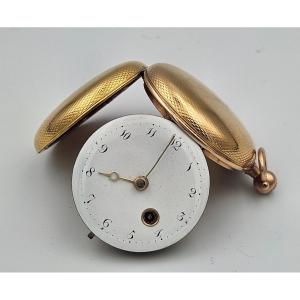 A Fusee 18k Gold Verge Full Hunter Pocket Watch By J Lyndsey Antique Ca 1840's