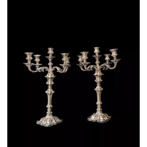 A Huge Pair Antique Elkington Sheffield Silver Plate Candelabra Circa 1853 30"