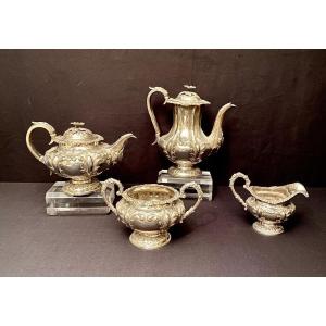 Antique Victorian Sterling Silver 4 Piece Tea Set London 1846 By William Hunter