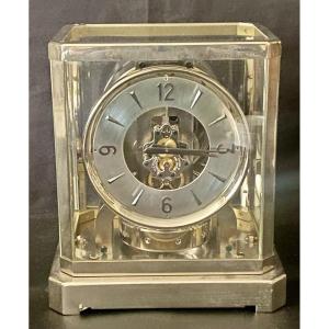 A Rhodium Plated Jaeger Le Atmos Clock Rare Bell-jar Model Atmos Clock Ca 1950's