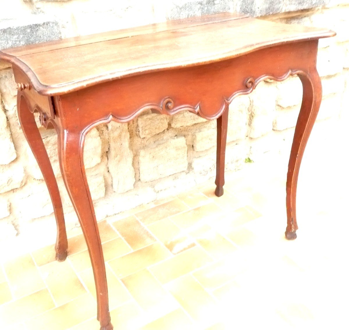 Console Table In Provencal Molded Walnut Louis XV Period