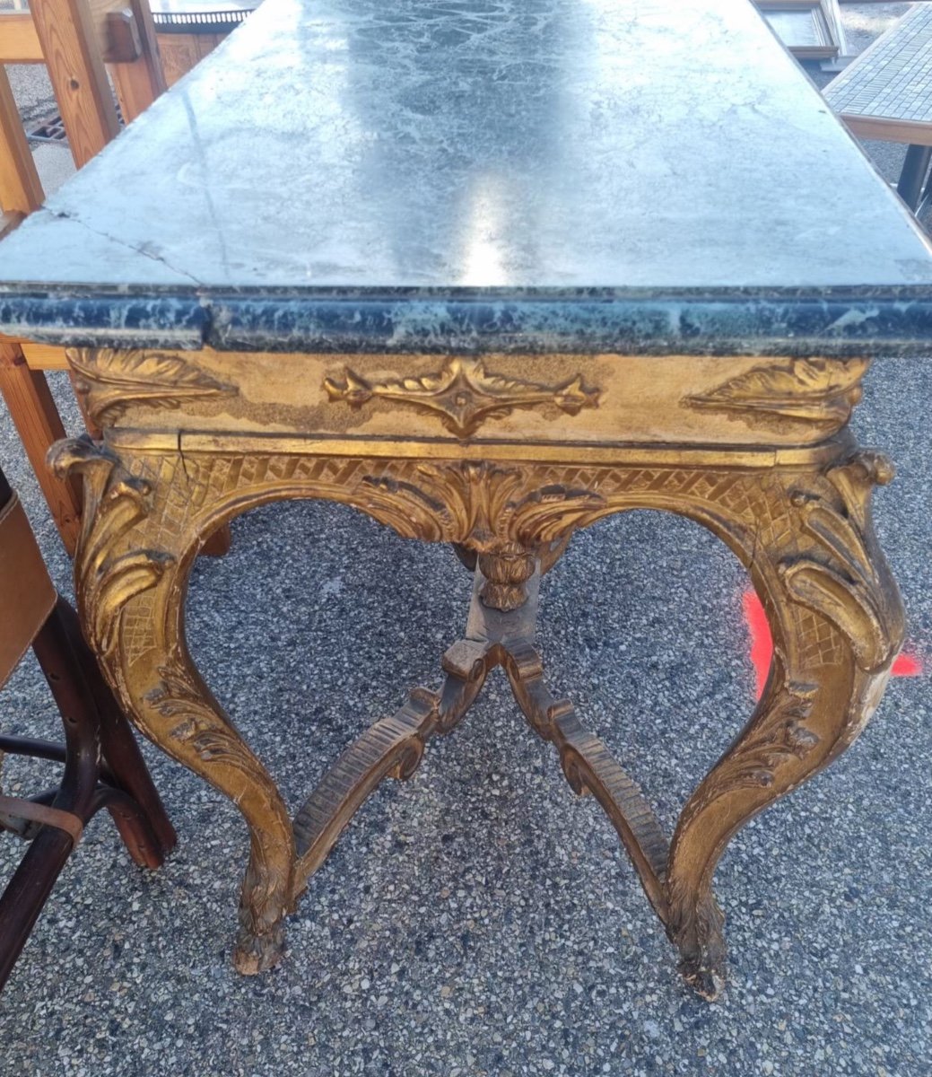 Console En Bois Sculpte Et Dore En Partie Epoque Louis XIV.  XVIIIeme Siecle-photo-2