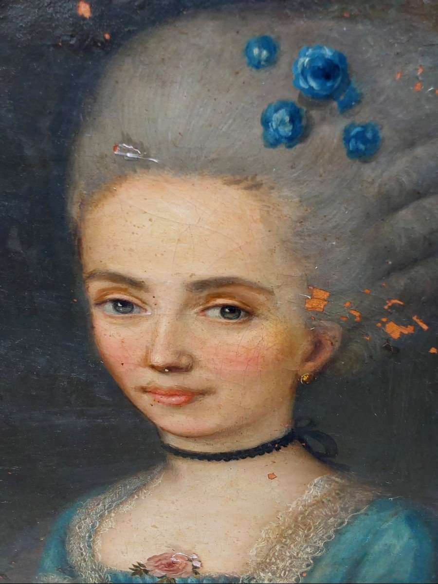 Portrait Of A Woman Oil On Canvas 18th Century-photo-4