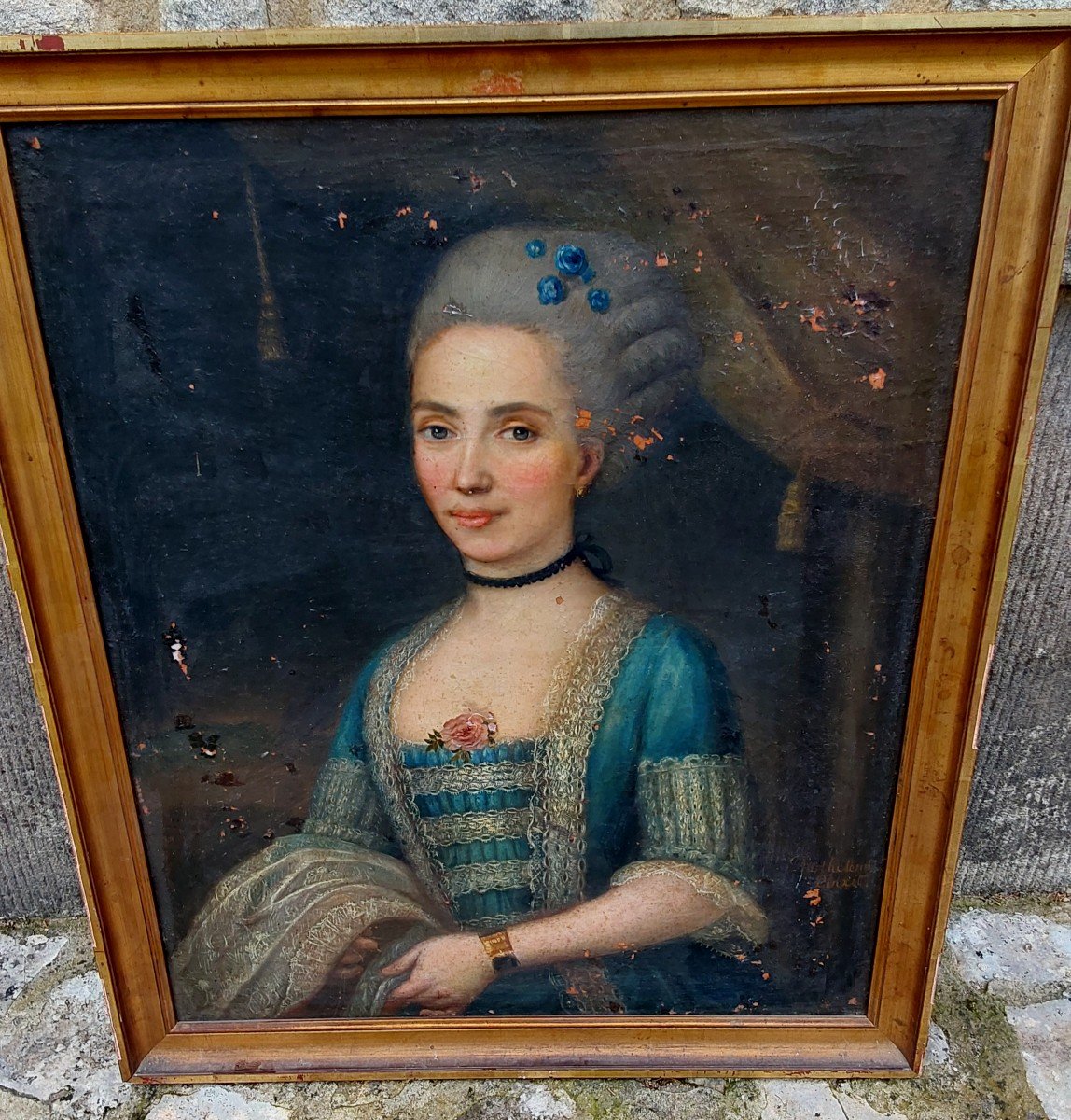 Portrait Of A Woman Oil On Canvas 18th Century