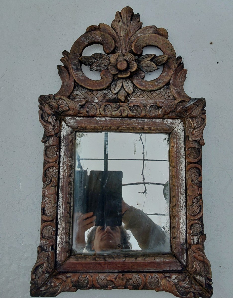 Miroir En Bois Sculpte Et Argenté Epoque Louis XIV.   XVIIIrme Siecle