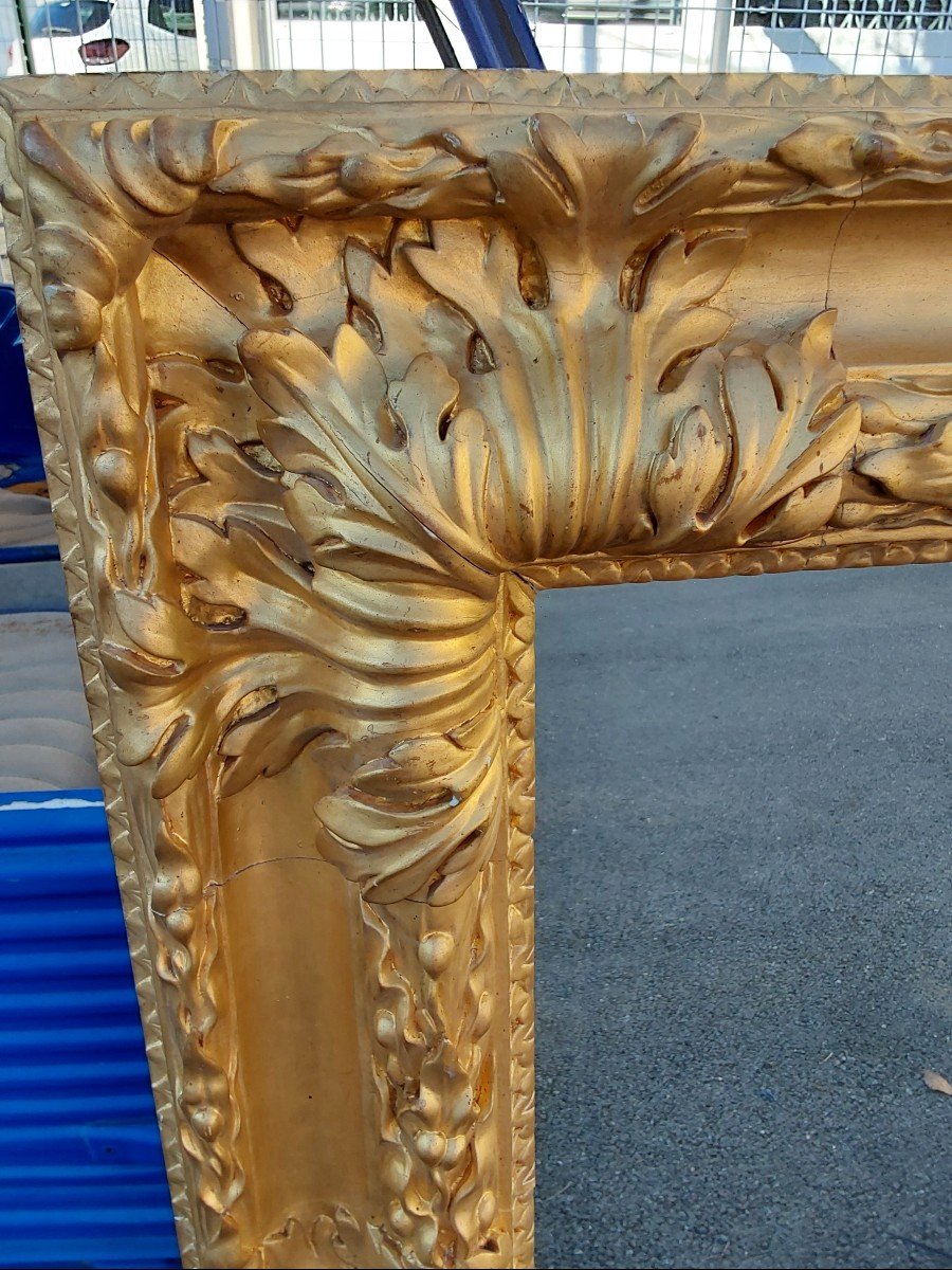 Large Mirror In Carved And Gilded Wood, Tocanne, 17th Century-photo-3