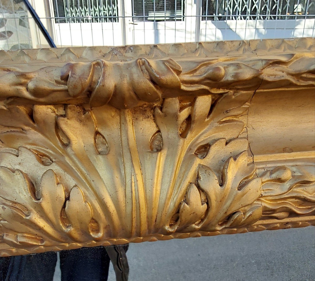 Large Mirror In Carved And Gilded Wood, Tocanne, 17th Century-photo-4