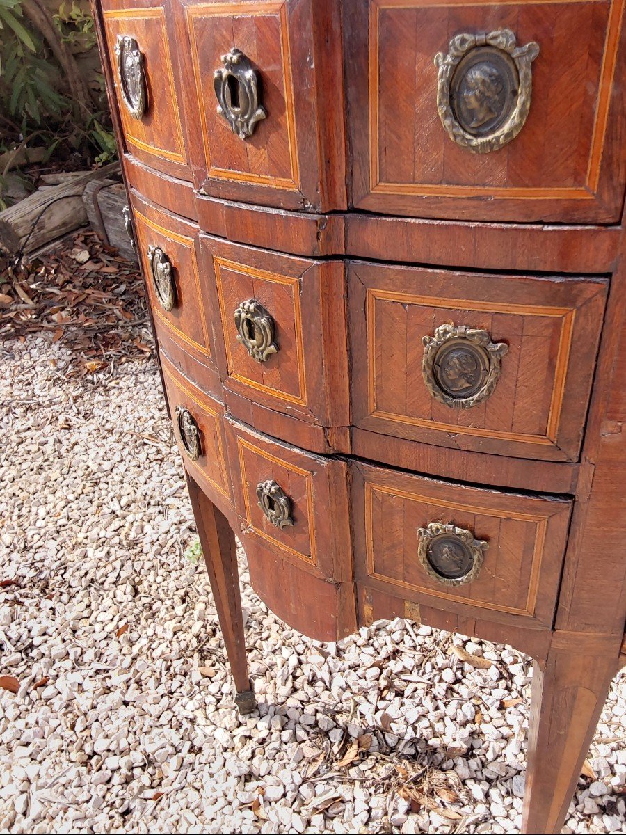  Petitecommode Demi Lune En Bois De Placage Epoque Louis XVI-photo-4