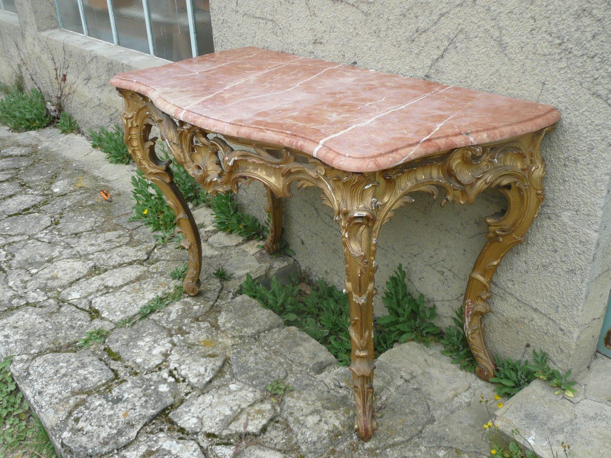 Console En Bois Sculpté Et Doré époque Louis XV