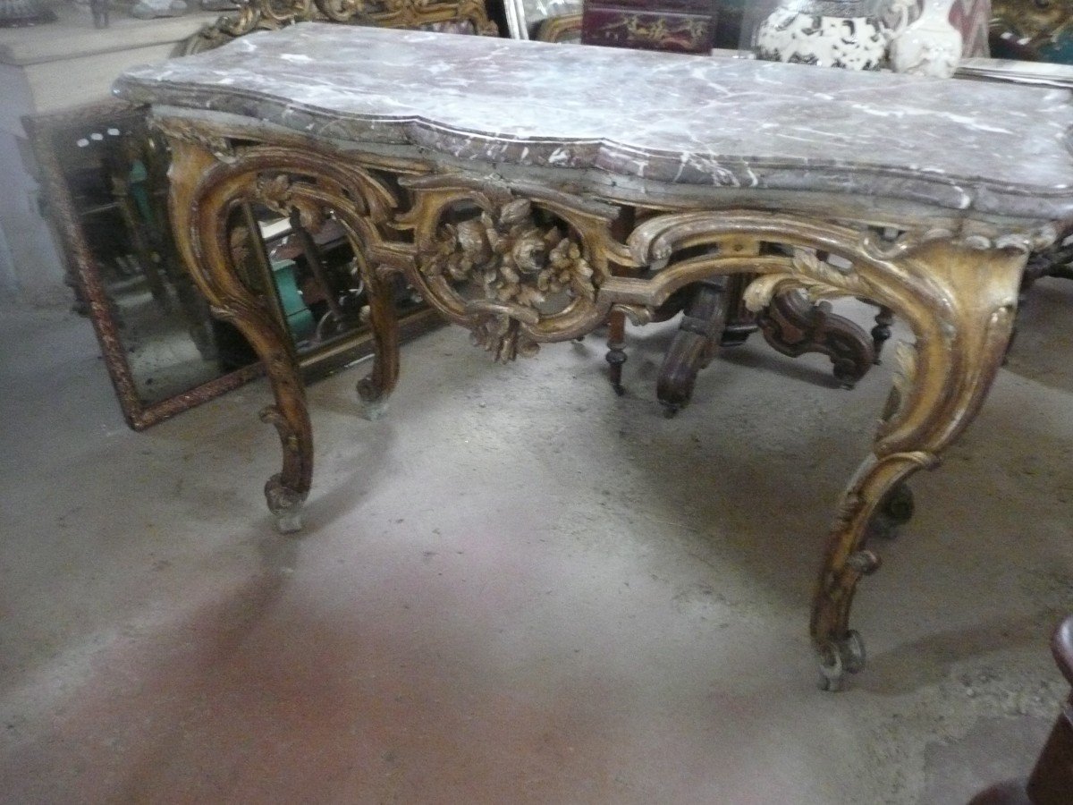 Console In Carved And Gilded Wood Louis XV Period