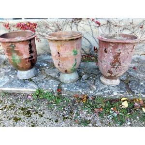 Set Of 3 Vases From Anduze, 19th Century