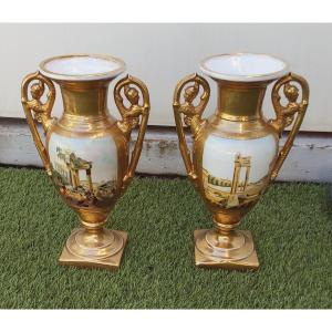 Pair Of 19th Century Paris Porcelain Vases