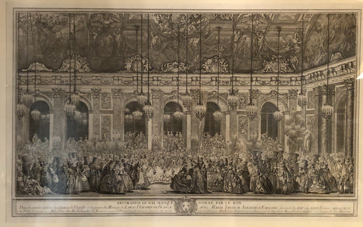 Décoration Du Bal Masqué Donné Par Louis XV En 1745 Gravure XVIII° Siècle-photo-2