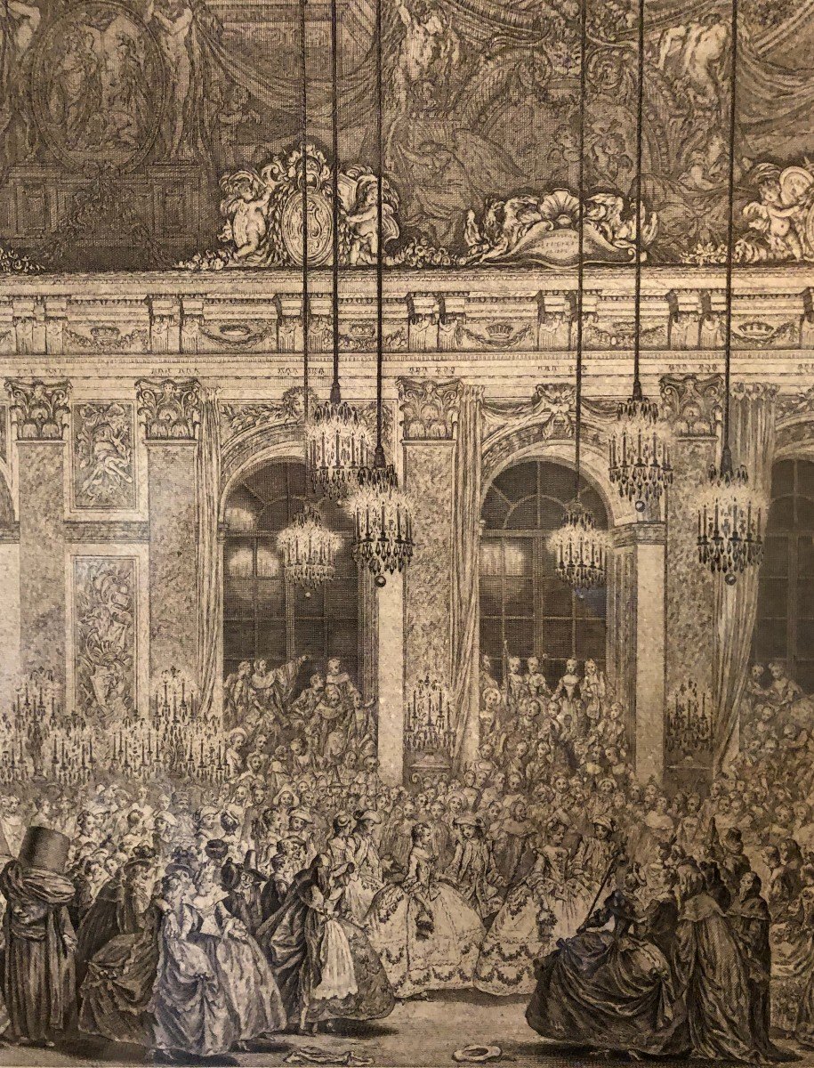 Décoration Du Bal Masqué Donné Par Louis XV En 1745 Gravure XVIII° Siècle-photo-2